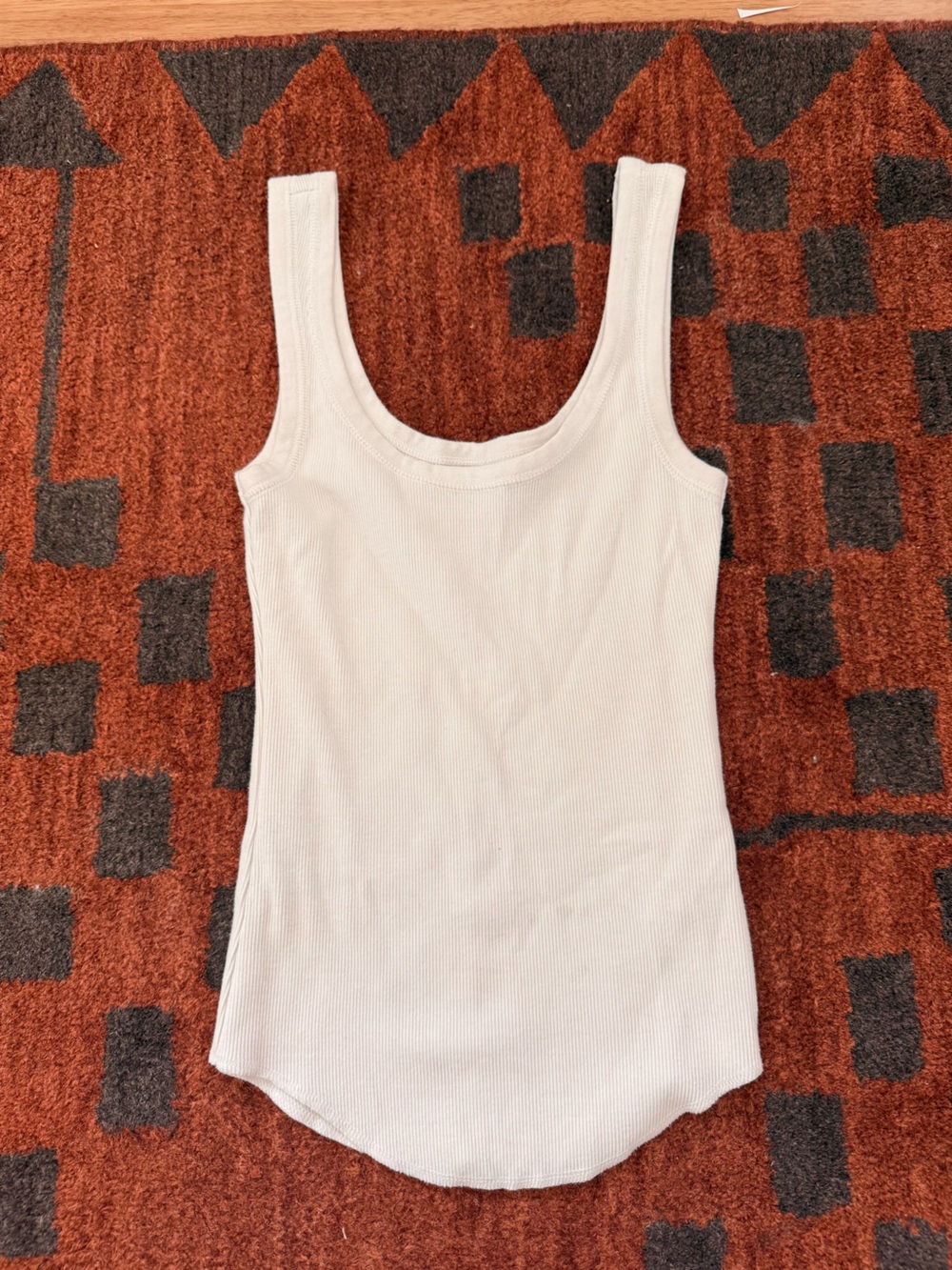 aerie White Ribbed Scoop-Neck Tank